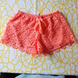 Heartsoul orange crochet shorts